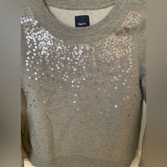 GapKids Gap Girls Cozy Sweatshirt Gray with Sequins size Large 10 L So Soft NWT - Picture 3 of 4